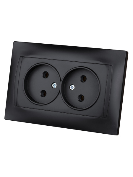 Розетка двойная 2П 10А 250В графит "Лама" TDM Розетка двойная 2П 10А 250В графит "Лама" TDM