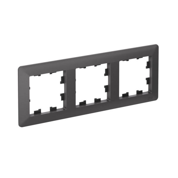 ATLASDESIGN AIR 3-постовая РАМКА, БАЗАЛЬТ/дымчатый черный Systeme Electric