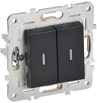 SKANDY Выключатель 2-клавишный проходной с индикацией 10А SK-V10Bl черный IEK