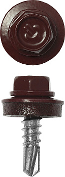 Саморезы СКМ кровельные, RAL 3005 темно-красный, 25 x 5,5 мм, 420 шт, для металлических конструкций, Профессионал ЗУБР