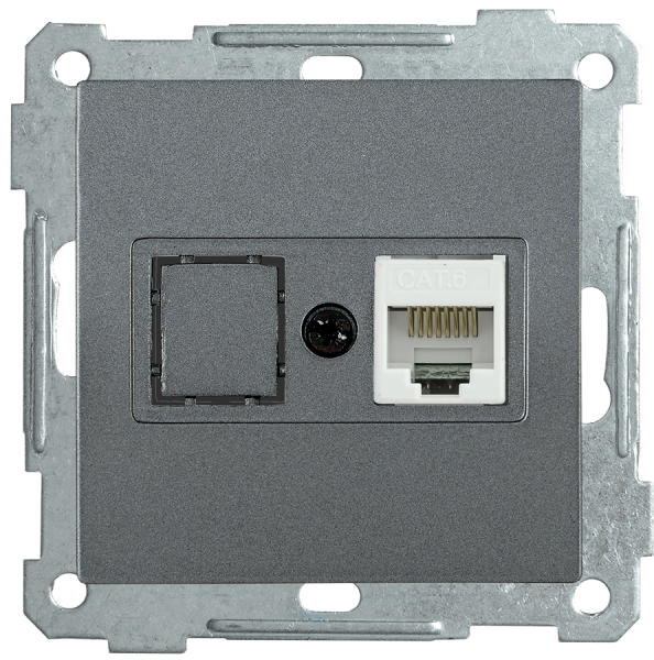 Розетка компьютерная РК11-1-Б RJ45 Cat6 BOLERO антрацит IEK Розетка компьютерная РК11-1-Б RJ45 Cat6 BOLERO антрацит IEK