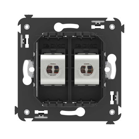Компьютерная розетка RJ-45 без шторки в стену, кат.5e двойная экранированная, "Avanti", "Черный матовый" DKC