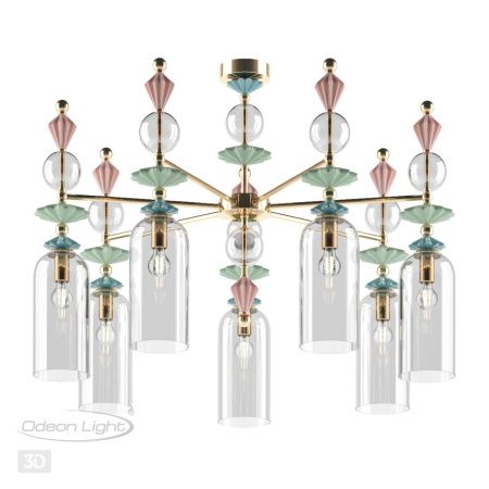 Люстра потолочная E14 7*40W BIZET золото/разноцветн./керамика/стекло ODEON LIGHT
