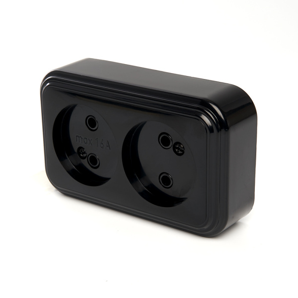 Розетка 2-местная б/з STEKKER, PST16-30-20 (RA 16-237-Ч), пластик АВС, 250В, 16А, IP20, черный Розетка 2-местная б/з STEKKER, PST16-30-20 (RA 16-237-Ч), пластик АВС, 250В, 16А, IP20, черный