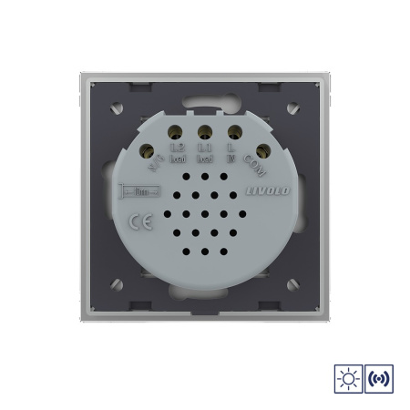 Сенсорный импульсный выключатель сухой контакт 2 клавиши 1 модуль Серый Livolo