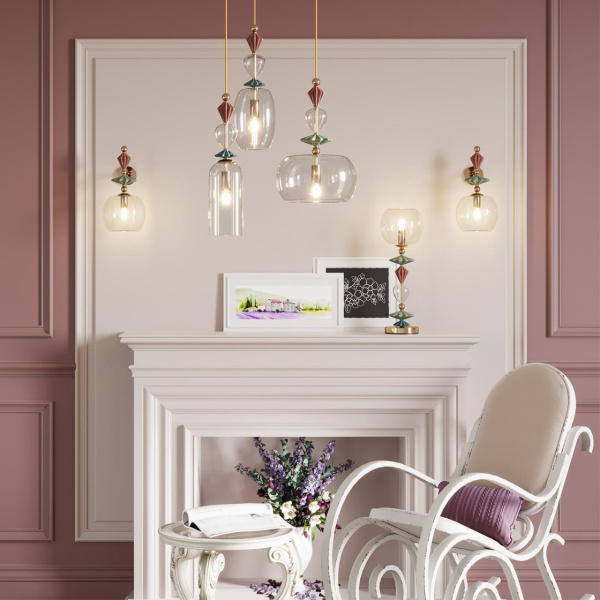 Настольная лампа E14 1*40W BIZET золото/разноцветн./керамика/стекло ODEON LIGHT