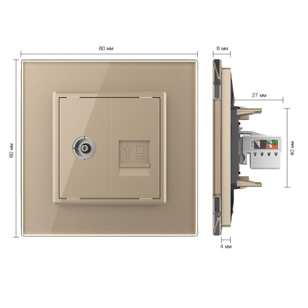 Розетка ТВ/КОМП RJ-45 Золотая Livolo