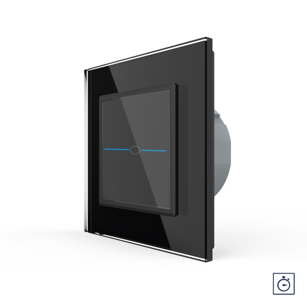 Сенсорный выключатель с таймером Quadro 1 клавиша 1 модуль Черный Livolo