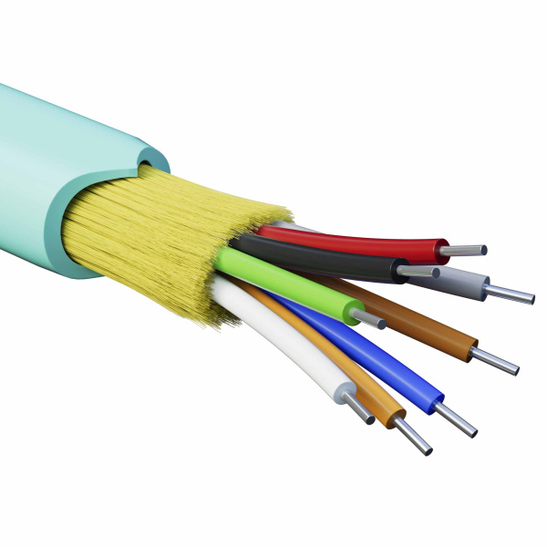 Кабель волоконно-оптич., расп.,арамидные упр.нити, внутр., нг(A)-HFLTx, 8 ОВ, категорияOM3 (G.651.1) плотный буфер, 0,4 кН, барабан 2000 м DKC