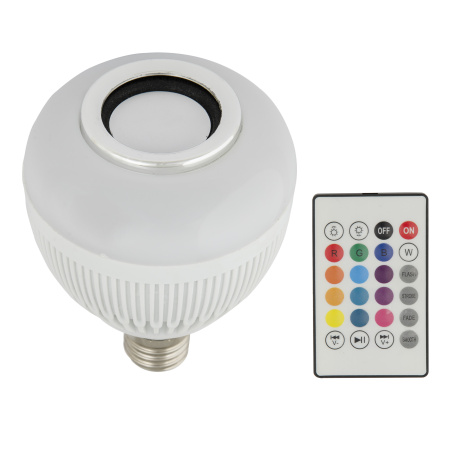 Светильник св/д 8W RGB E27 Диско с динамиком и Bluetooth белый Volpe
