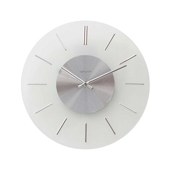 GL200922 Часы настенные, круглые, цвет корпуса белый, стекло, Ø32,7см, источник питания 1 батарейка АА(в комплект не входит) (Китай) APEYRON