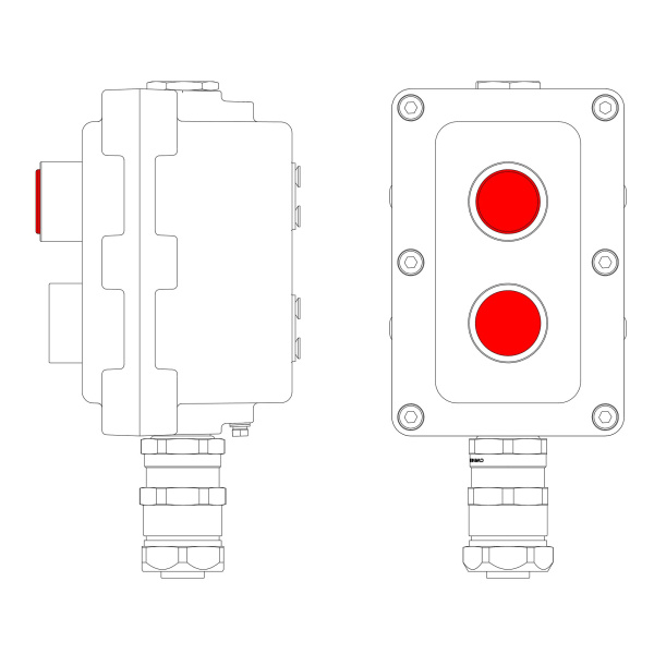 Взрывозащ. пост упр. из алюминия LCSD-02-B-MC-L1R(220)x1-P1R(11)x1-PCMB-KAEPM3MHK-26 1Ex d IIB T5 Gb Ex tb IIIC T95°С Db IP66