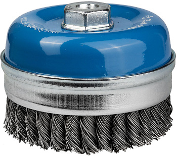 ЭКСПЕРТ. Щетка чашечная усиленная для УШМ, плетеные пучки стальной проволоки 0,5мм, 80ммхМ14 ЗУБР