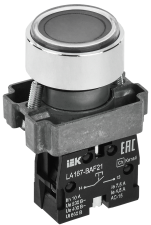 Кнопка управления LA167-BAF21 d=22мм 1з черная IEK