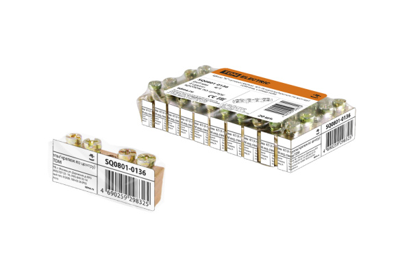 Шина "N" нулевая 6х9мм 4/1 (4 группы/крепеж по центру) TDM инд. стикер TDM