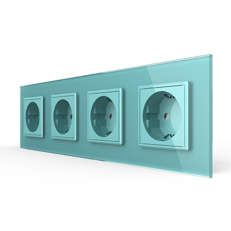Розетка 4 модуля Зеленая Livolo