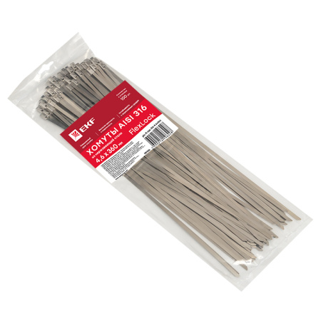 Хомут AISI 316 из нержавеющей стали, 4,6x360 (100 шт) FlexLock PROxima EKF
