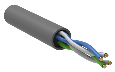 ITK Витая пара U/UTP кат.5E 2х2х24AWG solid PVC серый (500м)