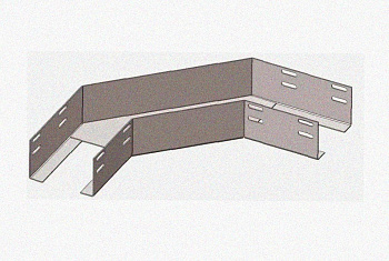 Лоток угловой замковый глухой КГЗГ 250х65-90 УХЛ1 поворот на 90, горячее цинкование, S1,5