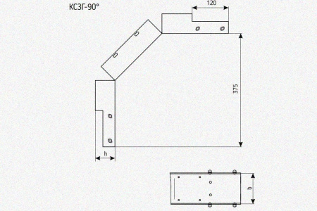 Лоток замковый глухой КСЗГ 400х80-90 УТ1,5 для поворота трассы вниз на 90, горячее цинкование, S1,5