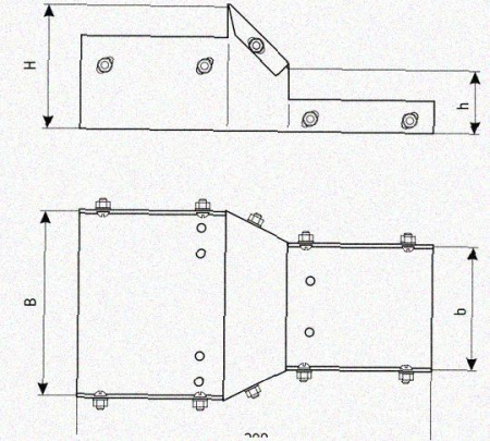 Лоток переходной замковый ЛПЗ 200х100-100х100 УХЛ1, горячее цинкование, S1,5