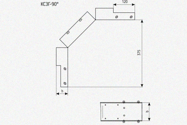 Лоток замковый глухой КСЗГ 400х80-90 УТ1,5 для поворота трассы вниз на 90, горячее цинкование, S1,5