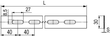 Полоса перфорированная 30x1000 мм, 2,5 мм DKC