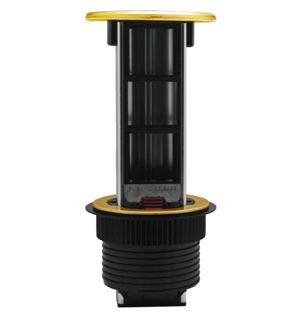 Donel Настольный встраиваемый выдвижной розеточный блок Vertical 6 мод. (3 мод. 45х45), латунь