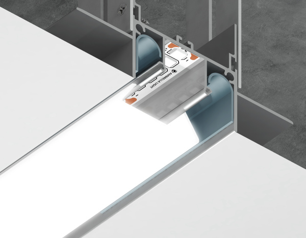 Алюминиевый профиль для натяжного потолка GP4000AL серебро/матовый рассеив. 2000*72.2*34, 2 заглушки в компл. (для ленты до 13,2мм) Ambrella Light
