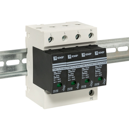 Устройство защиты от импульсных перенапряжений Т1+Т2, Iimp-12,5kA, In-20kA, Uc-275В, 4+0 PROxima EKF