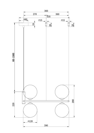 Подвесной светильник 4*G9 25Вт Латунь IP20 Ring MOD013PL-04BS Maytoni