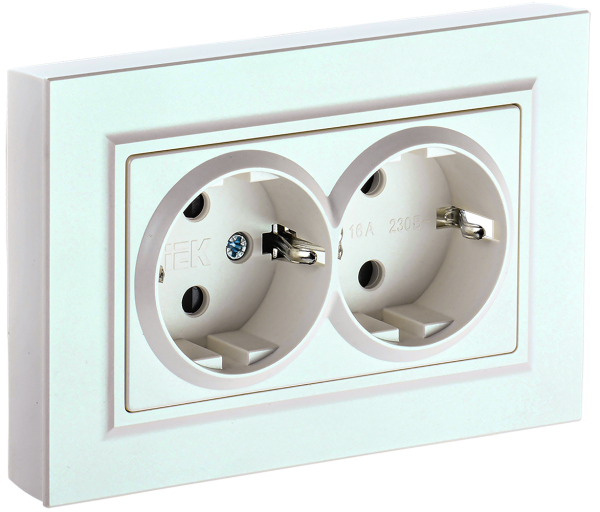 BRITE Розетка 2-местная с з/з с защитными шторками 16А в сборе РСш12-3-БрЖ жемчуг IEK