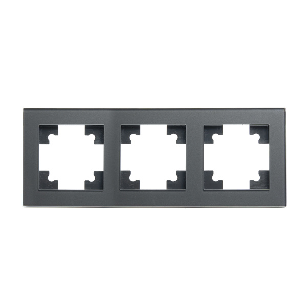 Рамка 3-местная, стекло, STEKKER GFR00-7003-06,серия Катрин, графит