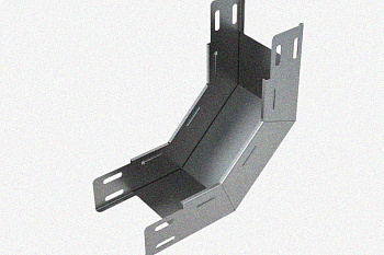 Лоток замковый глухой КПЗГ 200х50-45 УТ1,5 для поворота трассы вверх на 45, оцинкованный лист, S1,0