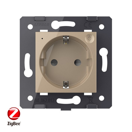 Розетка ZigBee (Wi-Fi) с з/з с защитными шторками 16A, цвет золотой (механизм) Livolo