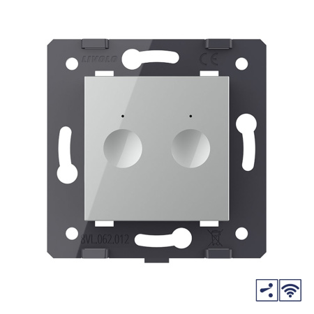 Двухклавишный проходной сенсорный выключатель Module с радиоупр., цвет серый (механизм) Livolo