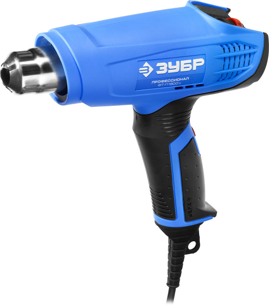Фен технический (строительный), Профессионал ФТ-П1800 К, керамич изолят, электр регул темп-ры, 2 режима: 80-550град, 350/550л/мин, кейс, 1800Вт ЗУБР