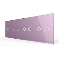 Панель для четырех сенсорных выключателей, 7 клавиш (1+2+2+2), цвет розовый, стекло Livolo
