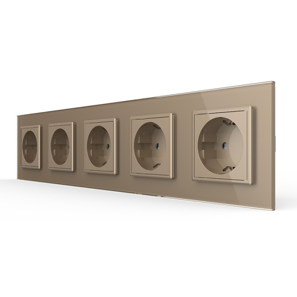 Розетка 5 модулей Золотая Livolo Розетка 5 модулей Золотая Livolo