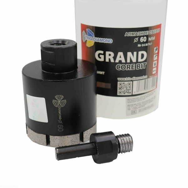 Коронка алмазная по керамограниту 60 мм Серебряная пайка GCB767 Trio-Diamond