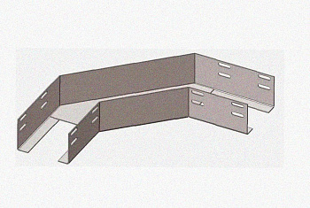 Лоток угловой замковый глухой КГЗГ 400х65-90 УХЛ1 поворот на 90, горячее цинкование, S1,0