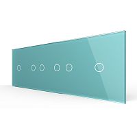 Панель для четырех сенсорных выключателей, 6 клавиш (1+2+2+1), цвет зеленый, стекло Livolo