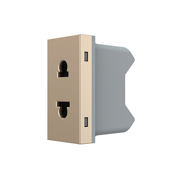 Розетка электрическая 1/2 10A, цвет золотой (механизм) Livolo