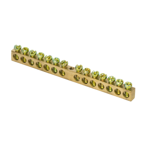 Шина PEN "ноль-земля" (8х12мм) 14 отверстий латунь крепеж по центру PROxima EKF