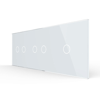 Панель для трех сенсорных выключателей, 5 клавиш (2+2+1), цвет белый, стекло Livolo