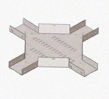 Лоток крестообразный перфорированный КМ 600х80 УТ1,5, горячее цинкование, S1,5