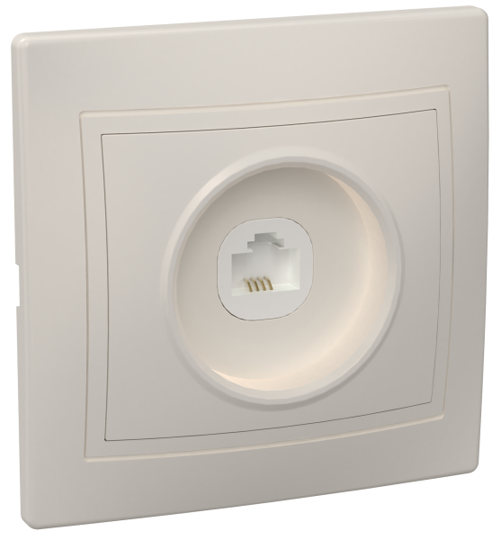 Розетка 1-местная телефонная РТ10-ККм КВАРТА кремовый IEK Розетка 1-местная телефонная РТ10-ККм КВАРТА кремовый IEK