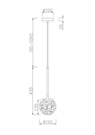 Подвесной светильник 1*E27 40Вт Латунь IP20 Ligero MOD061PL-01BS Maytoni