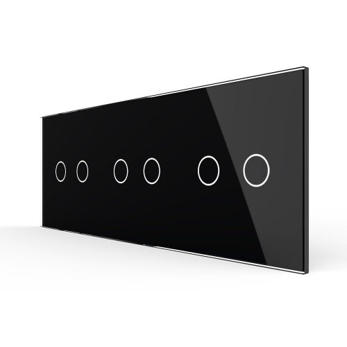 Панель для трех двухклавишных выключателей черная Livolo фото 5