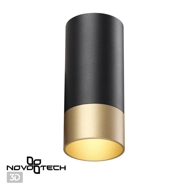 Св-к накл.IP20 GU10 9W 220V SLIM черный/золото NOVOTECH